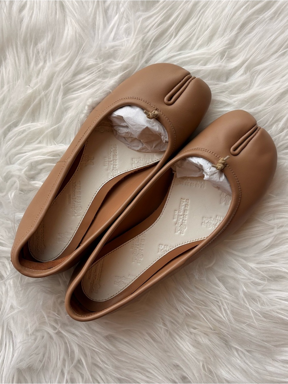 Maison Margiela beige tabi flats